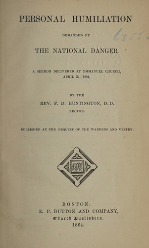 Cover for Personal humiliation demanded by the national danger