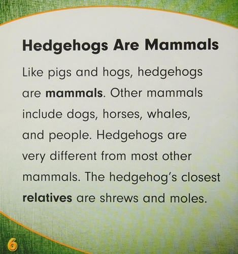 Cover for Hedgehogs are not hogs!