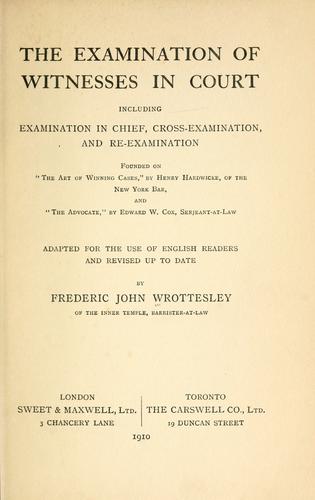 Cover for The examination of witnesses in court
