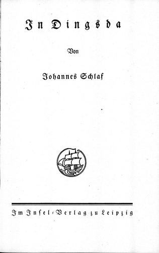 Cover for In Dingsda