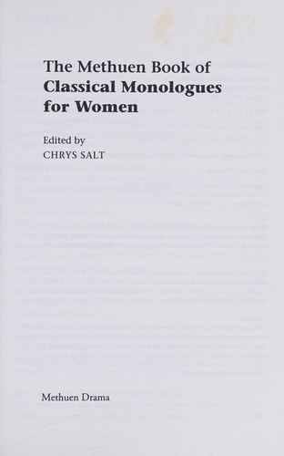 Cover for The Methuen book of classical monologues for women