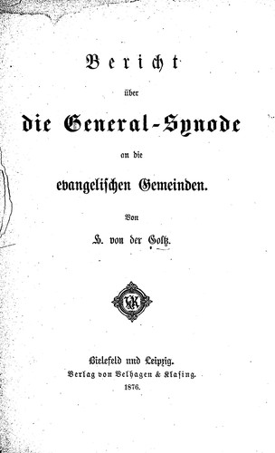 Cover for Bericht über die General-Synode an die evangelischen Gemeinden