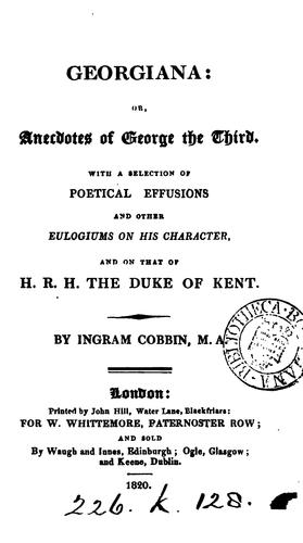 Cover for Georgiana: or, Anecdotes of George the third