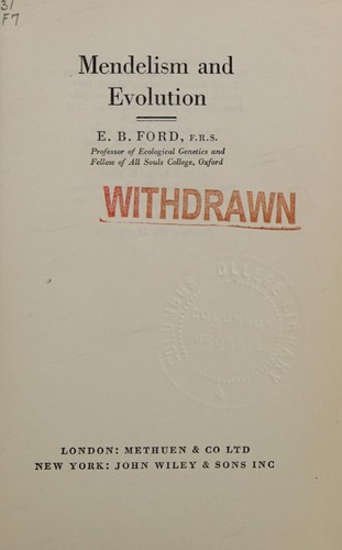 Cover for Mendelism and evolution