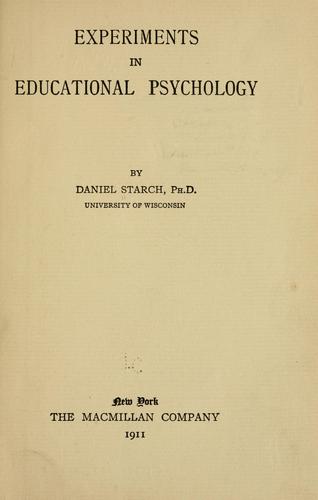 Cover for Experiments in educational psychology