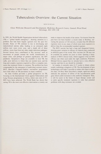 Cover for Tuberculosis