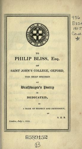 Cover for Brathwayte's Odes