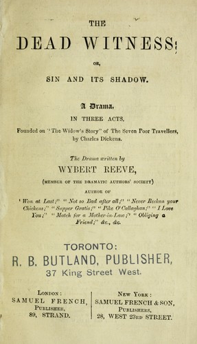 Cover for The dead witness, or, Sin and its shadow