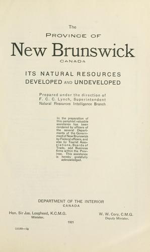 Cover for The province of New Brunswick, Canada