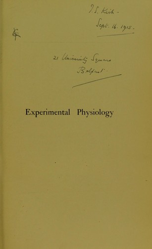 Cover for Experimental physiology