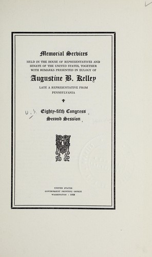 Cover for Memorial services held in the House of Representatives and Senate of the United States