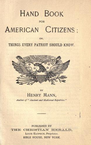 Cover for Hand book for American citizens