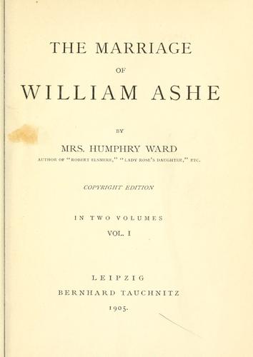 Cover for The marriage of William Ashe