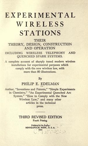 Cover for Experimental wireless stations