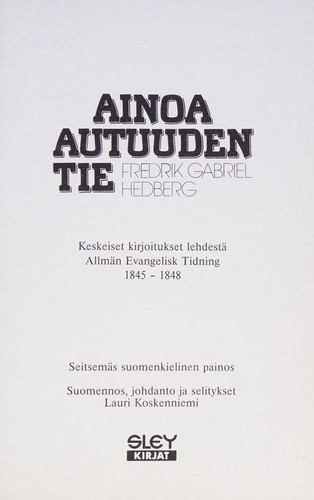 Cover for Ainoa autuuden tie
