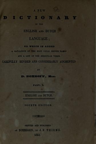 Cover for New dictionary of the English and Dutch language