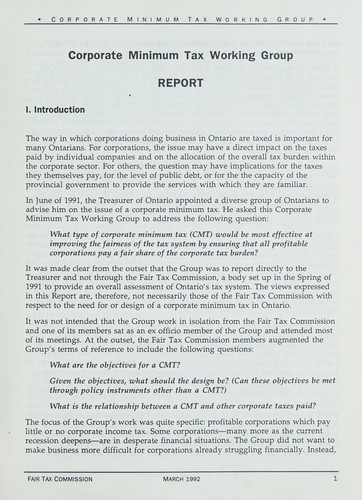 Cover for Corporate minimum tax