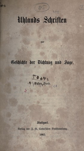 Cover for Schriften zur Geschichte der Dichtung und Sage