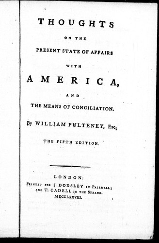 Cover for Thoughts on the present state of affairs with America and the means of conciliation