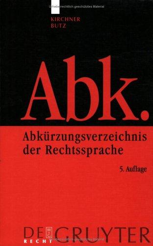 Cover for Abkurzungsverzeichnis Der Rechtssprache