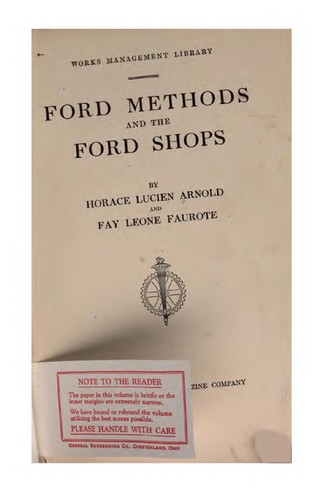 Cover for Ford methods and the Ford shops