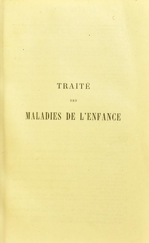 Cover for Traité des maladies de l'enfance