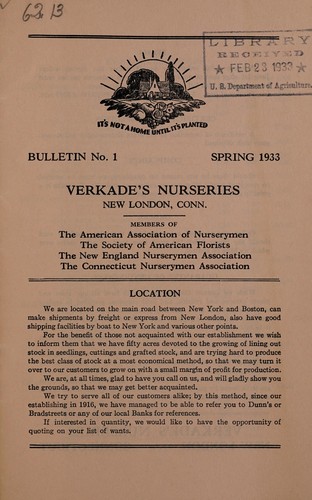 Cover for Bulletin No. 1