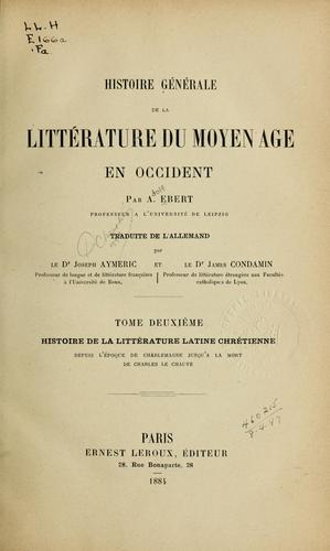 Cover for Histoire générale de la littérature du moyen age en occident