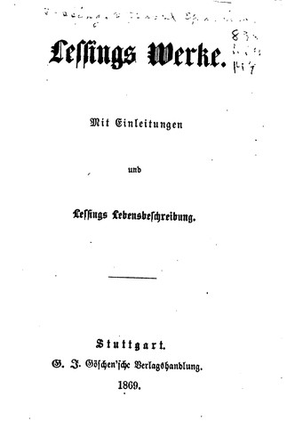 Cover for Lessings Werke: Mit Einleitungen und Lessings Lebensbeschreibung