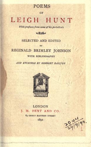 Cover for Poems, with prefaces from some of his periodicals, selected and edited by Reginald Brimley Johnson, with bibliography and etchings by Herbert Railton.