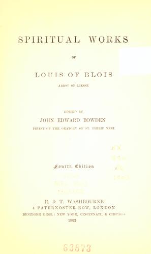 Cover for Spiritual works of Louis of Blois, Abbot of Liesse