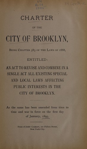 Cover for Charter of the city of Brooklyn