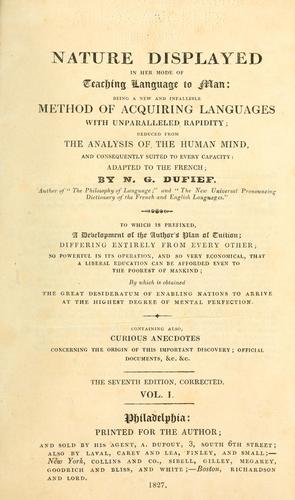 Cover for Nature displayed in her mode of teaching language to man ...