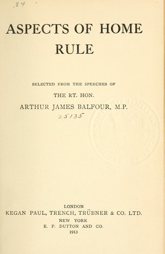 Cover for Aspects of home rule