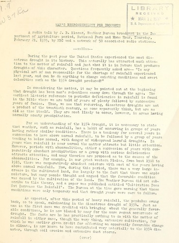 Cover for Man's responsibility for droughts