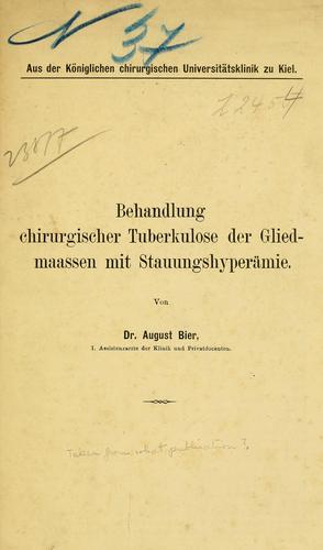 Cover for Behandlung chirurgischer Tuberkulose der Gliedmaassen mit Stauungshyperämie