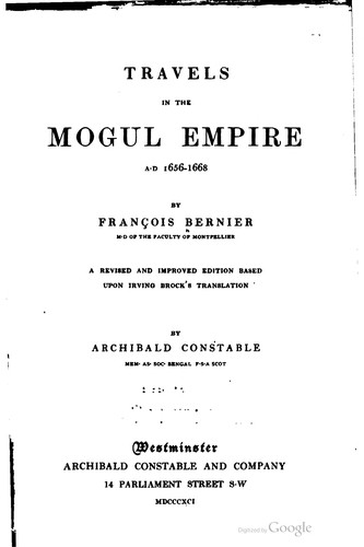 Cover for Travels in the Mogul empire, A.D. 1656-1668...