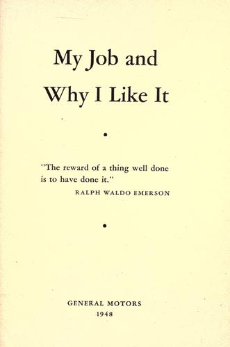 Cover for My job and why I like it.