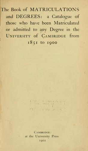 Cover for The book of matriculations and degrees