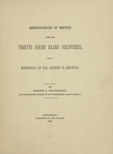 Cover for Reminiscences of service with the Twelfth Rhode Island Volunteers