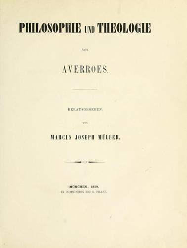 Cover for Philosophie und theologie von Averroës