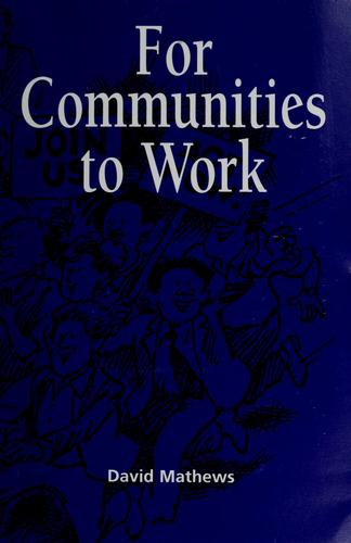 Cover for For communities to work