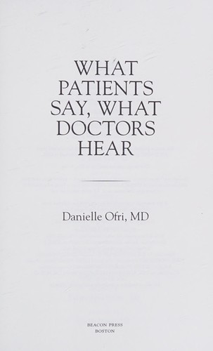 Cover for What patients say, what doctors hear