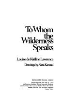 Cover for To whom the wilderness speaks
