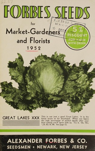 Cover for Forbes seeds for market-gardeners and florists, 1952