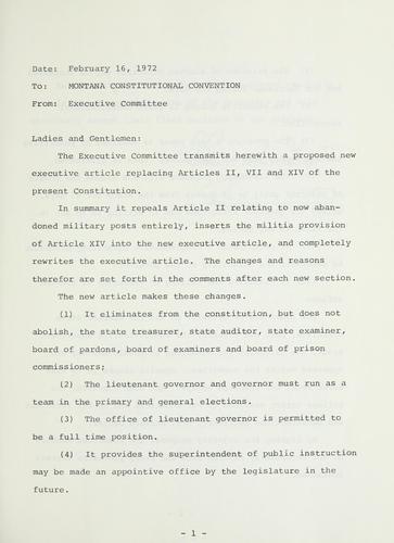 Cover for Executive Committee proposal.