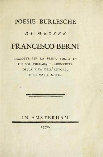 Cover for Poesie burlesche di messer Francesco Berni