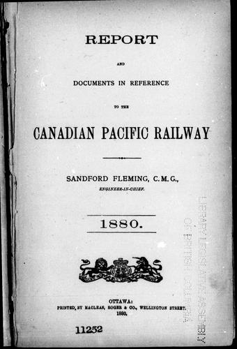 Cover for Report and documents in reference to the Canadian Pacific Railway
