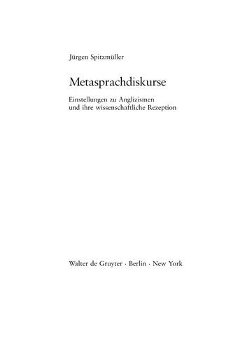 Cover for Metasprachdiskurse