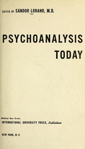 Cover for Psychoanalysis today ...
